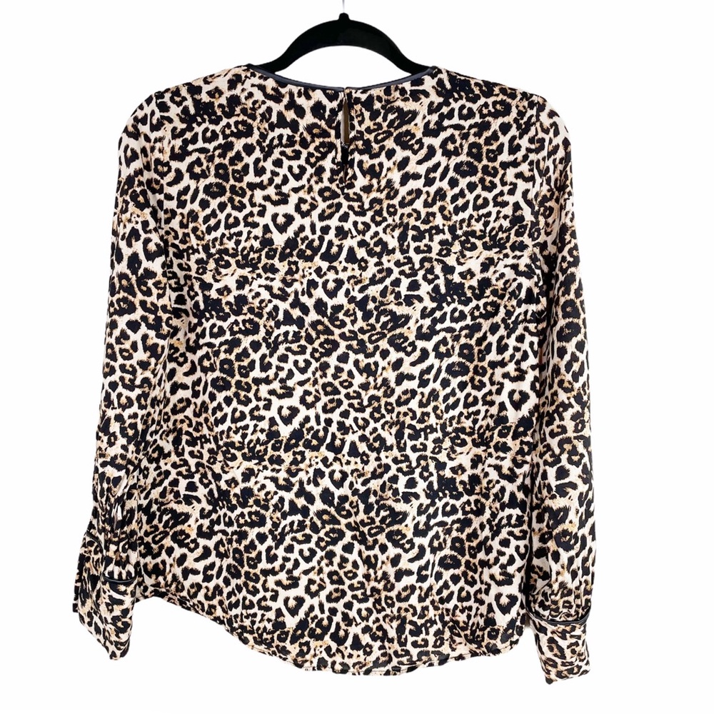 Zara Leopard Blouse with Leather Trimming - Picture 3 of 8